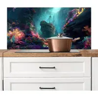 KitchenYeah Spatscherm keuken 100x50 cm - Kookplaat achterwand Schip - Hout - Koraalriffen - Zonlicht - Muurbeschermer - Spatwand fornuis - Hoogwaardig aluminium