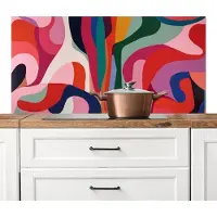 KitchenYeah Spatscherm keuken 120x60 cm - Kookplaat achterwand Vormen - Bochten - Kleurrijk - Abstract - Muurbeschermer - Spatwand fornuis - Hoogwaardig aluminium