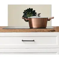 KitchenYeah Spatscherm keuken 60x30 cm - Kookplaat achterwand Rozet - Cirkelvormig - Donkergroen - Muurbeschermer - Spatwand fornuis - Hoogwaardig aluminium