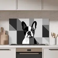 KitchenYeah Spatscherm keuken 100x65 cm - Kookplaat achterwand Buldog - Zwart - Abstract - Vlakken - Muurbeschermer - Spatwand fornuis - Hoogwaardig aluminium