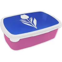 MuchoWow Broodtrommel Roze - Lunchbox Tulp - Minimalistisch - Bladeren - Wit - Brooddoos 18x12x6 cm - Brood lunch box - Broodtrommels voor kinderen en volwassenen