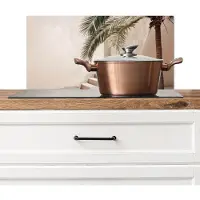 KitchenYeah Spatscherm keuken 70x30 cm - Kookplaat achterwand Palmboom - Schaduw - Trap - Beige - Muurbeschermer - Spatwand fornuis - Hoogwaardig aluminium