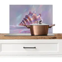 KitchenYeah Spatscherm keuken 70x50 cm - Kookplaat achterwand Schelp - Glanzend - Regenboogtinten - Muurbeschermer - Spatwand fornuis - Hoogwaardig aluminium