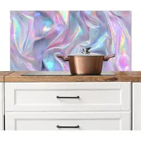 KitchenYeah Spatscherm keuken 100x50 cm - Kookplaat achterwand Golvend - Pasteltinten - Glanzend - Stof - Muurbeschermer - Spatwand fornuis - Hoogwaardig aluminium