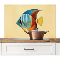 KitchenYeah Spatscherm keuken 100x65 cm - Kookplaat achterwand Vis - Vinnen - Blauw - Ogen - Muurbeschermer - Spatwand fornuis - Hoogwaardig aluminium