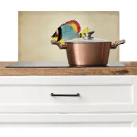 KitchenYeah Spatscherm keuken 70x30 cm - Kookplaat achterwand Kleurrijk - Vis - Schubben - Illustratie - Muurbeschermer - Spatwand fornuis - Hoogwaardig aluminium