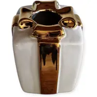 DK Design Daan Kromhout - Vaasje - Vaas - Cadeautje - Keramiek - Wit/Goud - 11x15cm