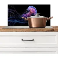 KitchenYeah Spatscherm keuken 60x30 cm - Kookplaat achterwand Kwal - Doorzichtig - Roze - Tentakels - Muurbeschermer - Spatwand fornuis - Hoogwaardig aluminium