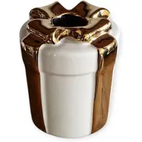 DK Design Daan Kromhout - Vaasje - Vaas - Keramiek - Cadeautje - Rond - Wit/Goud - 11x15cm