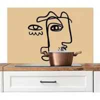KitchenYeah Spatscherm keuken 100x65 cm - Kookplaat achterwand Overlappende profielen - Lichtbruin - Zwart - Muurbeschermer - Spatwand fornuis - Hoogwaardig aluminium