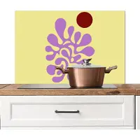 KitchenYeah Spatscherm keuken 80x55 cm - Kookplaat achterwand Koraal - Cirkel - Abstract - Geel - Muurbeschermer - Spatwand fornuis - Hoogwaardig aluminium