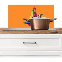 KitchenYeah Spatscherm keuken 70x30 cm - Kookplaat achterwand Felle kleuren - Banaan - popart - Muurbeschermer - Spatwand fornuis - Hoogwaardig aluminium