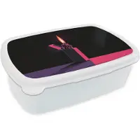MuchoWow Broodtrommel Wit - Lunchbox Aansteker - Vlam - Donker - Brooddoos 18x12x6 cm - Brood lunch box - Broodtrommels voor kinderen en volwassenen