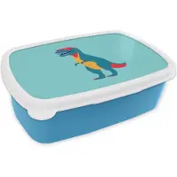 MuchoWow Broodtrommel Blauw - Lunchbox Dinosaurus - Blauw - Zonnebril - Brooddoos 18x12x6 cm - Brood lunch box - Broodtrommels voor kinderen en volwassenen