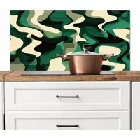 KitchenYeah Spatscherm keuken 100x50 cm - Kookplaat achterwand Abstract - Camouflage - Groen - Muurbeschermer - Spatwand fornuis - Hoogwaardig aluminium