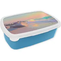 MuchoWow Broodtrommel Blauw - Lunchbox Zomerlicht - Strand - Fonkelende accenten - Brooddoos 18x12x6 cm - Brood lunch box - Broodtrommels voor kinderen en volwassenen