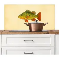 KitchenYeah Spatscherm keuken 100x50 cm - Kookplaat achterwand Schubben - Vis - Groen - Illustratie - Muurbeschermer - Spatwand fornuis - Hoogwaardig aluminium