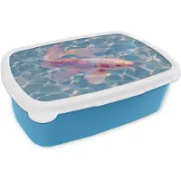 MuchoWow Broodtrommel Blauw - Lunchbox Vis - Water - Blauw - Licht - Brooddoos 18x12x6 cm - Brood lunch box - Broodtrommels voor kinderen en volwassenen