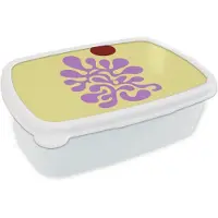 MuchoWow Broodtrommel Wit - Lunchbox Koraal - Cirkel - Abstract - Geel - Brooddoos 18x12x6 cm - Brood lunch box - Broodtrommels voor kinderen en volwassenen