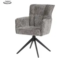Tower Living Eetkamerstoel Bardi met armleuning draaibaar - Stof Haga 16 Charcoal