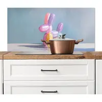 KitchenYeah Spatscherm keuken 100x50 cm - Kookplaat achterwand Dier - Ballon - Pasteltinten - Glanzend - Muurbeschermer - Spatwand fornuis - Hoogwaardig aluminium
