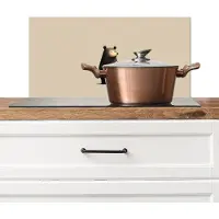 KitchenYeah Spatscherm keuken 70x30 cm - Kookplaat achterwand Beer - Donkerbruin - Minimalistisch - Muurbeschermer - Spatwand fornuis - Hoogwaardig aluminium
