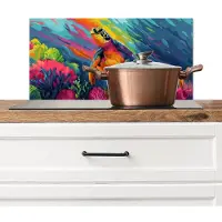 KitchenYeah Spatscherm keuken 70x30 cm - Kookplaat achterwand Koraal - Schildpad - Abstract - Water - Muurbeschermer - Spatwand fornuis - Hoogwaardig aluminium