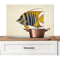 KitchenYeah Spatscherm keuken 90x60 cm - Kookplaat achterwand Vis - Sierlijk - Vinnen - Illustratie - Muurbeschermer - Spatwand fornuis - Hoogwaardig aluminium
