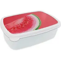 MuchoWow Broodtrommel Wit - Lunchbox Watermeloen - Rood - Zomers - Brooddoos 18x12x6 cm - Brood lunch box - Broodtrommels voor kinderen en volwassenen