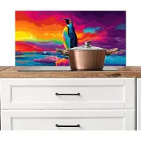 KitchenYeah Spatscherm keuken 90x45 cm - Kookplaat achterwand Ijsschots - Pinguïn - Abstract - Lucht - Muurbeschermer - Spatwand fornuis - Hoogwaardig aluminium