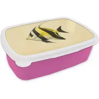 MuchoWow Broodtrommel Roze - Lunchbox Vis - Sierlijk - Rugvin - Geel - Brooddoos 18x12x6 cm - Brood lunch box - Broodtrommels voor kinderen en volwassenen