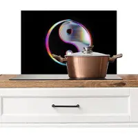 KitchenYeah Spatscherm keuken 70x50 cm - Kookplaat achterwand Yin-Yang - Cirkel - Regenboog - Muurbeschermer - Spatwand fornuis - Hoogwaardig aluminium