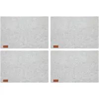 Cepewa Tafel placemats - 12x stuks - vilt - lichtgrijs - 30 x 45 cm - met ronde hoeken - Diner - ontbijt
