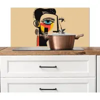 KitchenYeah Spatscherm keuken 80x40 cm - Kookplaat achterwand Geometrisch - Felle kleuren - Kubistische stijl - Muurbeschermer - Spatwand fornuis - Hoogwaardig aluminium
