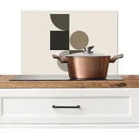 KitchenYeah Spatscherm keuken 70x50 cm - Kookplaat achterwand Aardetinten - Abstracte compositie - Eenvoudige vormen - Muurbeschermer - Spatwand fornuis - Hoogwaardig aluminium
