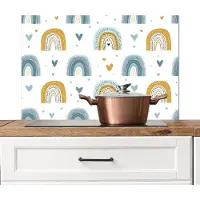 KitchenYeah Spatscherm keuken 80x55 cm - Kookplaat achterwand Patroon - Regenboog - Hartjes - Muurbeschermer - Spatwand fornuis - Hoogwaardig aluminium