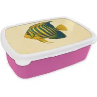 MuchoWow Broodtrommel Roze - Lunchbox Felgeel - Vis - Strepen - Vinnen - Brooddoos 18x12x6 cm - Brood lunch box - Broodtrommels voor kinderen en volwassenen