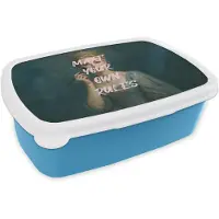 MuchoWow Broodtrommel Blauw - Lunchbox Klassiek - Sierlijk - Roze - Brooddoos 18x12x6 cm - Brood lunch box - Broodtrommels voor kinderen en volwassenen