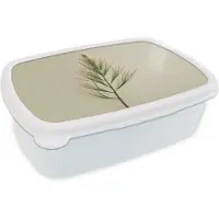 MuchoWow Broodtrommel Wit - Lunchbox Dennentak - Naaldvormige bladeren - Lichtgroen - Brooddoos 18x12x6 cm - Brood lunch box - Broodtrommels voor kinderen en volwassenen