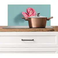 KitchenYeah Spatscherm keuken 70x30 cm - Kookplaat achterwand Blad - Anthurium - Stippen - Roze - Muurbeschermer - Spatwand fornuis - Hoogwaardig aluminium