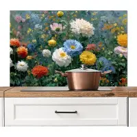 KitchenYeah Spatscherm keuken 100x65 cm - Kookplaat achterwand Close-up - Veld - Bloemen - Kleurrijk - Muurbeschermer - Spatwand fornuis - Hoogwaardig aluminium