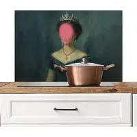 KitchenYeah Spatscherm keuken 80x55 cm - Kookplaat achterwand Kroon - Roze druipend verf - Portret - Muurbeschermer - Spatwand fornuis - Hoogwaardig aluminium