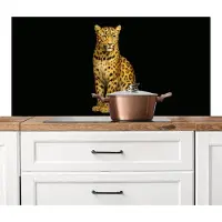 KitchenYeah Spatscherm keuken 120x60 cm - Kookplaat achterwand Panter - Realistisch - Bruin - Muurbeschermer - Spatwand fornuis - Hoogwaardig aluminium