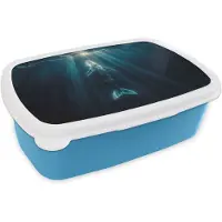 MuchoWow Broodtrommel Blauw - Lunchbox Walvis - Water - Zonnestralen - Blauw - Brooddoos 18x12x6 cm - Brood lunch box - Broodtrommels voor kinderen en volwassenen