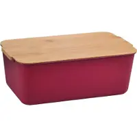 Kesper Broodtrommel - rood - 33x19,5x12,5cm - bamboe - broodbox -opbergtrommel