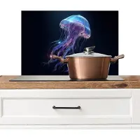 KitchenYeah Spatscherm keuken 70x50 cm - Kookplaat achterwand Tentakels - Kwal - Paars - Sprankeling - Muurbeschermer - Spatwand fornuis - Hoogwaardig aluminium
