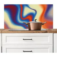KitchenYeah Spatscherm keuken 100x50 cm - Kookplaat achterwand Golven - Kleurrijk - Abstract - Muurbeschermer - Spatwand fornuis - Hoogwaardig aluminium