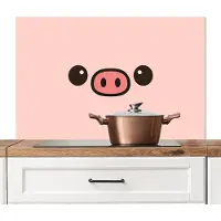 KitchenYeah Spatscherm keuken 100x65 cm - Kookplaat achterwand Varken - Roze - Minimalistisch - Muurbeschermer - Spatwand fornuis - Hoogwaardig aluminium