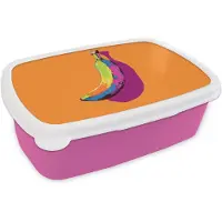 MuchoWow Broodtrommel Roze - Lunchbox Felle kleuren - Banaan - popart - Brooddoos 18x12x6 cm - Brood lunch box - Broodtrommels voor kinderen en volwassenen