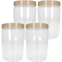 PlasticForte Keuken Voorraadpot - 6x - bewaarpot - 450 ml - kunststof - beige - 7 x 13 cm
